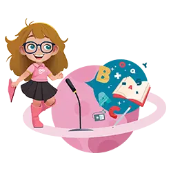 眼鏡をかけた女の子が本を読んでいるイラスト