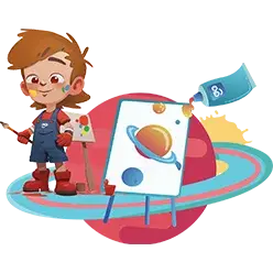 宇宙船と宇宙飛行士の男の子のイラスト